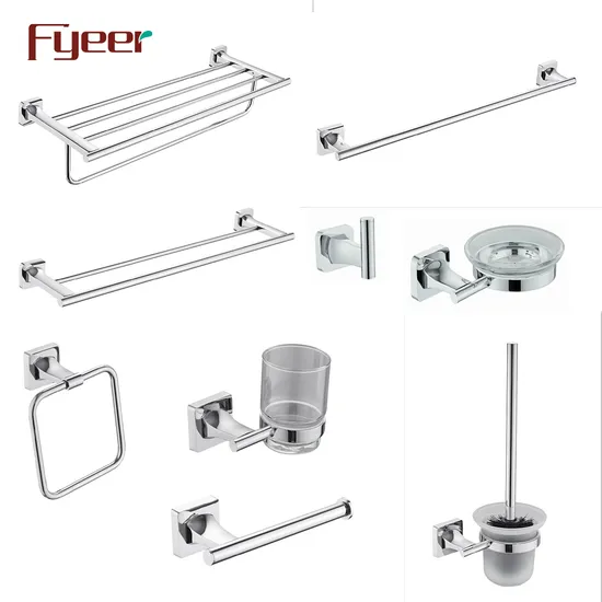 Set di accessori da bagno cromati in lega di zinco Fyeer