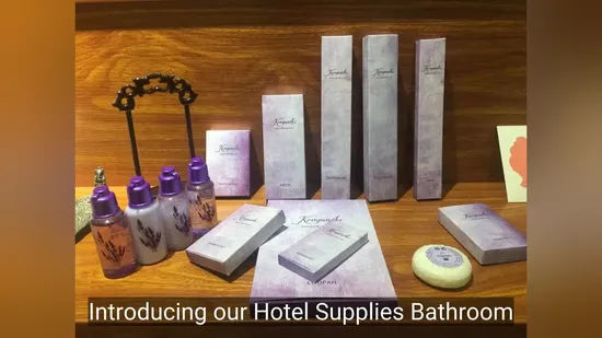 Set di accessori per il bagno dell'hotel, biodegradabili ed ecologici