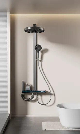 Moderno sistema doccia digitale con elegante design a tasti di pianoforte