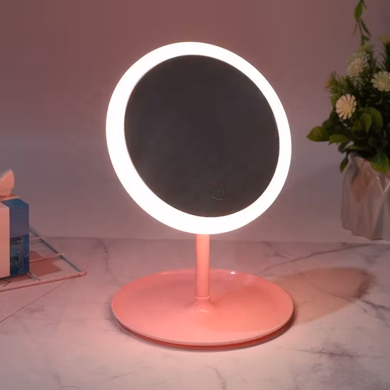 Elegante specchio da trucco portatile pieghevole con illuminazione regolabile a 3 colori