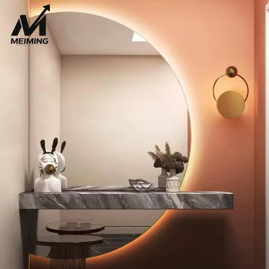Mensola portaoggetti staccabile con specchio da bagno, design con spazio laterale per un facile accesso ai prodotti per la cura della pelle.