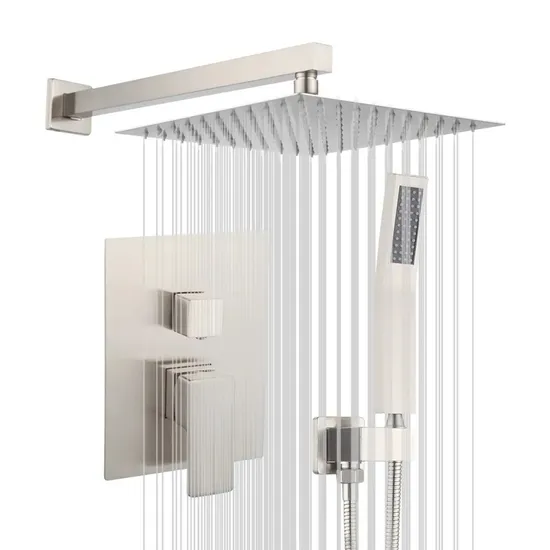 Set doccia con rubinetto a pioggia da parete, sistema a cascata per bagno cromato, set doccia per bagno, set doccia nascosto