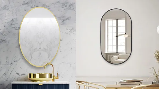 Specchio decorativo da parete a figura intera in argento con cornice in alluminio, rettangolare, all'ingrosso